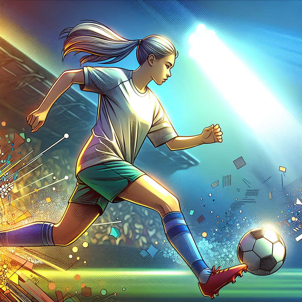 mujer jugando a futbol estilo anime